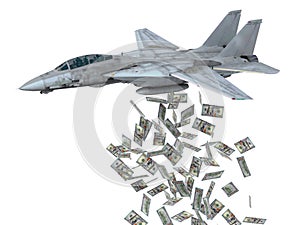 Warplane launching dollars instead of bombs