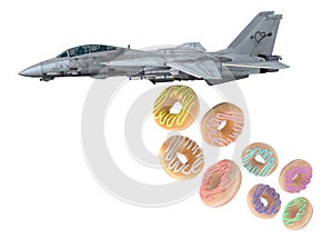 Warplane launching donuts instead of bombs