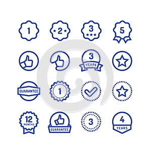 Warranty stamps line icons. Goods durability guarantee circular vector symbols isolated photo