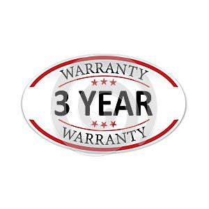 Warranty 3 year paper web lable badge isolated photo