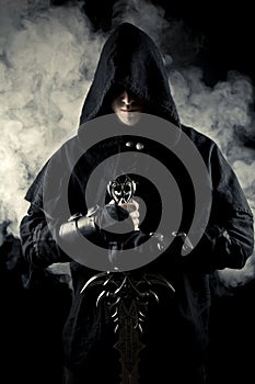 Warrior in abstract smoke