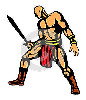 Warrior with big sword fighting