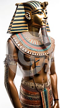 Warrior, Egyptian ancient soldier in armor. White background, isolate. AI generated.