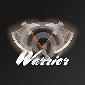 Warrior game element with crossed tomahawks