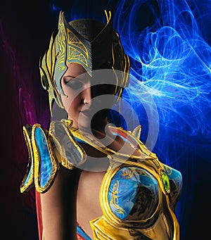 Warrior with Gold and Blue armour