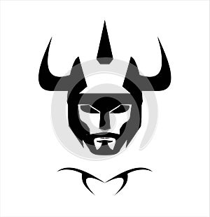 Warrior Head, black horned warrior.