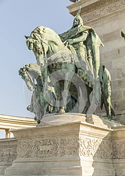 Attila the Hun on the horse old sculpture