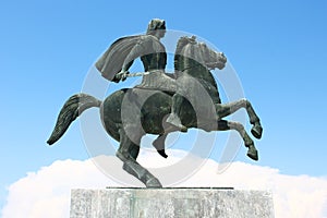 Warrior on a horse oxidized bronze statue