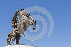 Warrior on a Horse statue Alexander the Great on Skopje Square