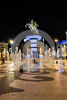 Warrior On A Horse Statue -Skopje, North Macedonia