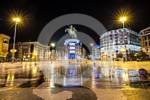 Warrior On A Horse Statue -Skopje, North Macedonia