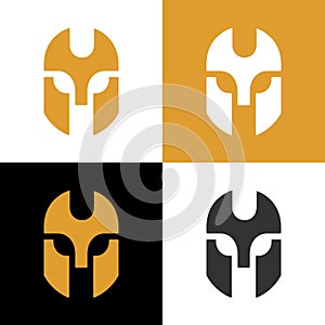 Warrior logo design template elements, medieval knight icon, spartan helmet vector illustration