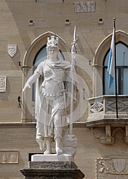 Warrior of marble called Statua della Liberta in San Marino Coun