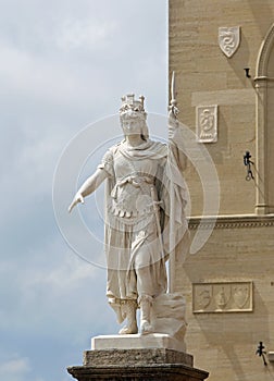 Warrior of marble called Statue of Liberty in San Marino