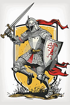 Warrior or Medieval Knight Vector wearing Armor vector illustration