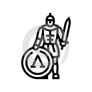 warrior spartan roman greek line icon vector illustration