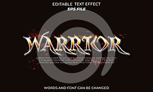 warrior text effect, font editable, typography, 3d text