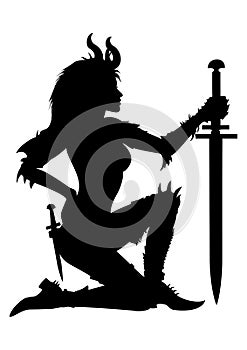 Warrior woman silhouette