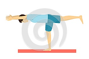 Warrior yoga pose. Fitness exercise for body training and balance.