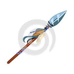 Warriors Spear Cold Weapon, Native American Indian Culture Symbol, Ethnic Object From North America Isolated Icon