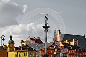 Warsaw Castle Old town, Polish capital cityscape.