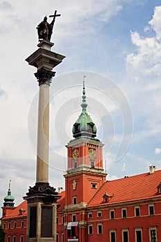 Warsaw Castle Square with king Sigismund III Vasa column. photo