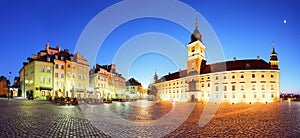 Warsaw city at night, panorama, Poland