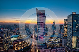 Warsaw Cityscape at sunset.