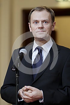 Warsaw, Masovia / Poland - 2007/11/27: Donald Tusk, Prime Minister of Poland and leader of Civic Platform party PO during a