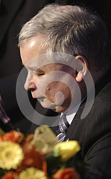 Warsaw, Poland - Jaroslaw Kaczynski - Law and Justice party PiS leader awarded the Polish Man of the Year 2005 during the