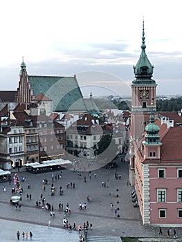 Warsaw old city panoramic view with St. Anne\'s Church and St John\'s Archcathedral, Poland