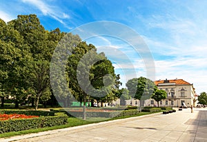 Warsaw, Poland - August 2, 2017: Architecture and people on the street New World in Warsaw.