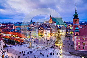 Warsaw, Poland - Christmas tree in Castle Square