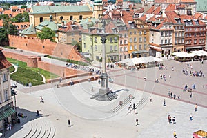 WARSAW, POLAND - JUNE 16: Castle Square in Warsaw Poland, with s