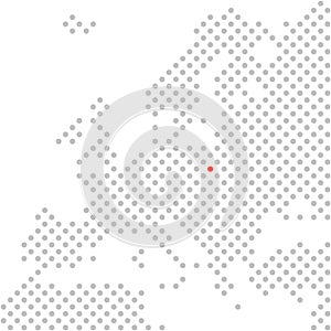 Warsaw in Poland: Location on dotted map of Europe