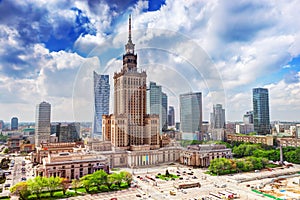 Warsaw, Poland. Palace of Culture and Science, downtown. photo