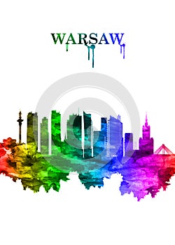 Warsaw Poland skyline Portrait Rainbow