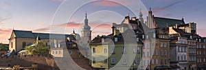 Warsaw`s historical old town roofs panorama