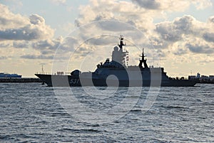 Warship in the Baltic sea