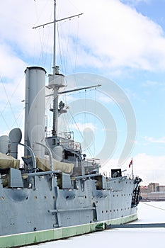 Warship cruiser Aurora at Petrogradskaya