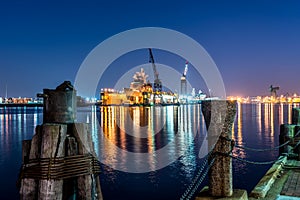 Warship in Drydock