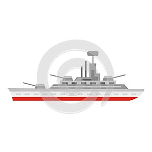 Warship icon, flat style
