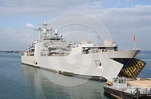 Warship moored