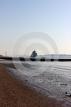 Warship at the river Elbe, Hamburg