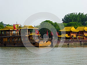 Warships parked on the water