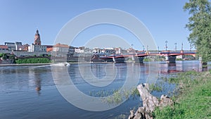 Warta river in Gorzow Wielkopolski on a sunny spring day. photo