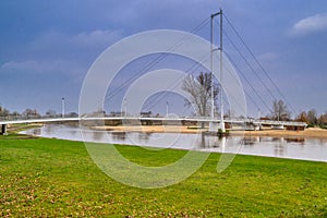 Bridge on the river Warta in the city of Sieradz, Poland photo