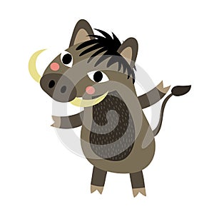 Warthog animal cartoon character vector illustration
