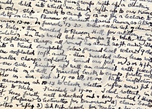 Wartime diary handwriting