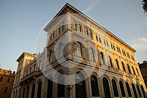 The construction of the sumptuous palace for the new headquarters of the Cassa di Risparmio di Bologna photo